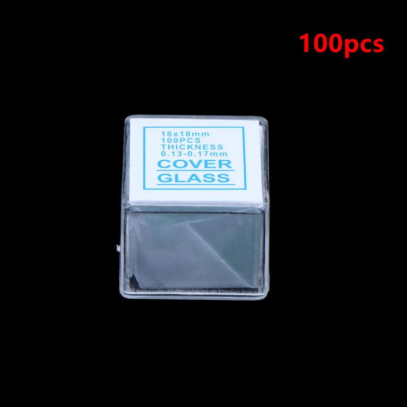 100Pcs Transparent Microscope Glass Coverslips Optical Grade Pre-Cleaned for School Lab Biological Science Experiments A