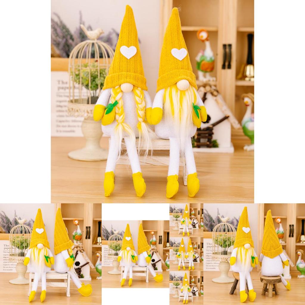 Whimsical Yellow Knitted Lemon Gnome Figure Ideal For Summer Themed Parties And Home Styling
