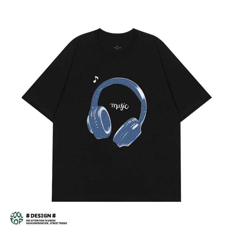 Unisex Vintage Earphone Graphic Loose Fit Tee 2XL
