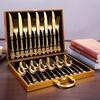 European Style Stainless Steel Embossed Cutlery Set - 24-Piece Gift Box with Steak Knife and Fork.