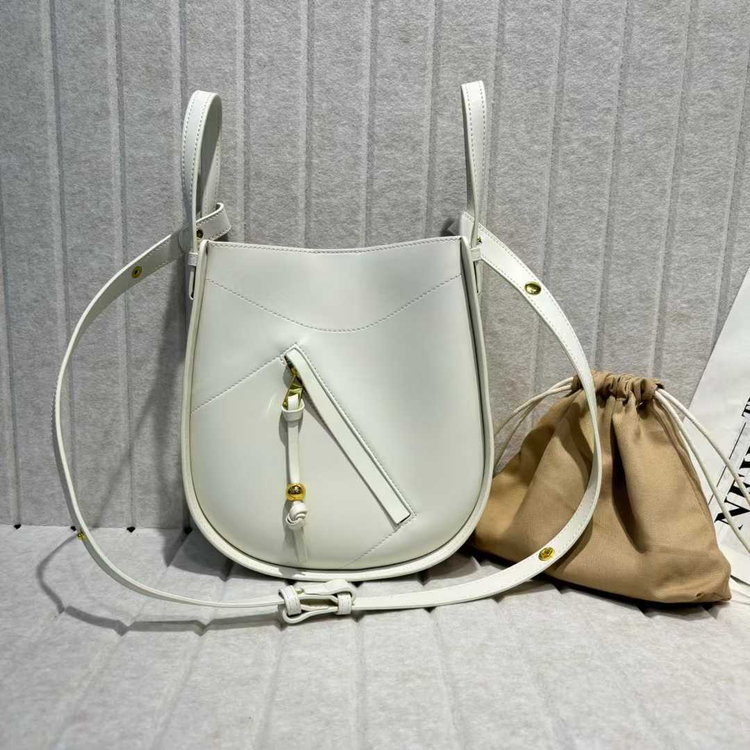 

Cross Border кожаная женская сумка-седло большая вместимость мини-сумка премиум-класса сумка-ведро сумка через плечо 22.5x25x10 CM белый