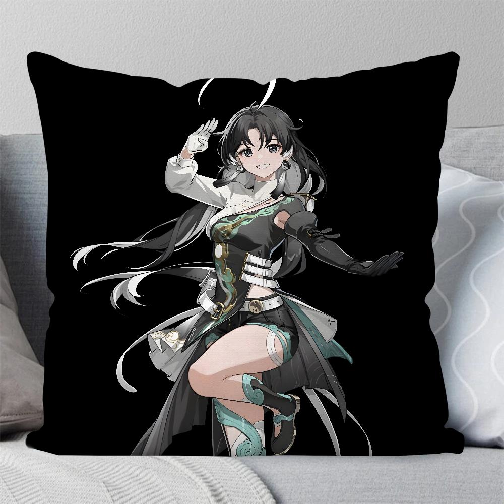 Jianxin Anime Game W-Wuthering Waves Pillow Case Square Pillow Bedroom Sofa Leisure ComfortCar Living Room Home Decoration 40X40
