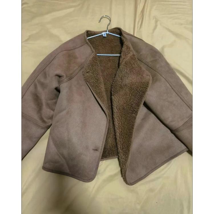 Varm vinterkåpe for kvinner Koreansk mote Enkel løs fleecefôret jakke