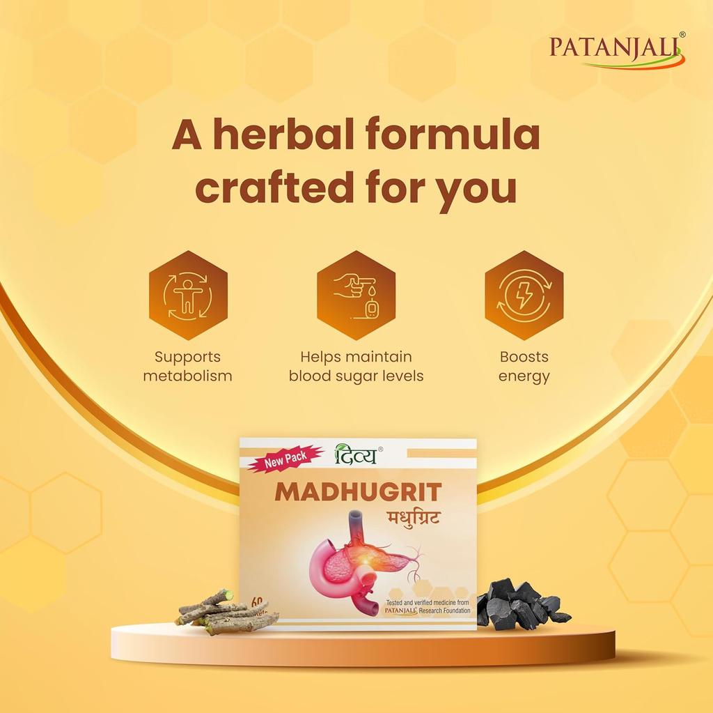 Patanjali Divya Madhugrit Tablets 60 Count 100 g Herbal Wellness Support Tablets Daily Health Balance Supplement Pack Of 1