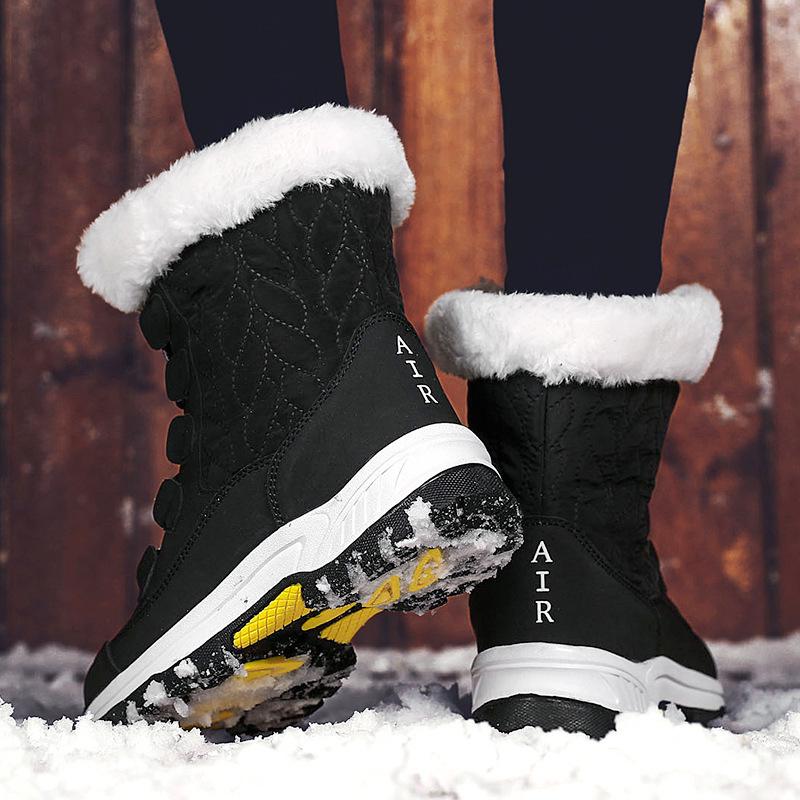 Winter new velvet warm high-top women's shoes student fashion trend medium tube snow boots outdoor cotton shoes women