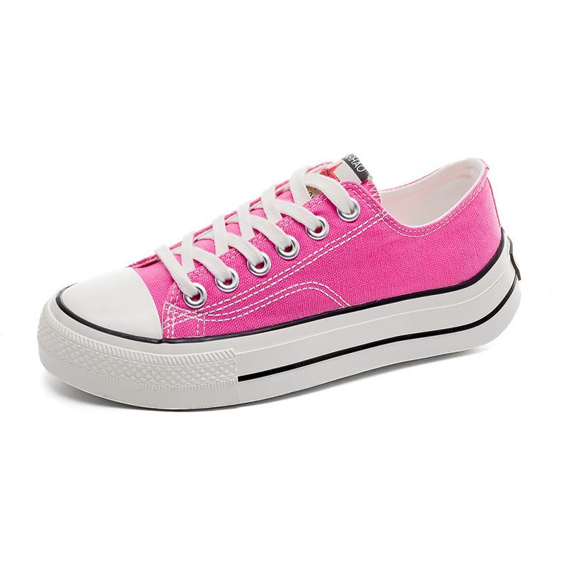 Upturned Heel Canvas Shoes Low-Top Lace-Up Casual Sports Trendy Shoes Female Student Little White Shoes Breathable Shoes Board Shoes