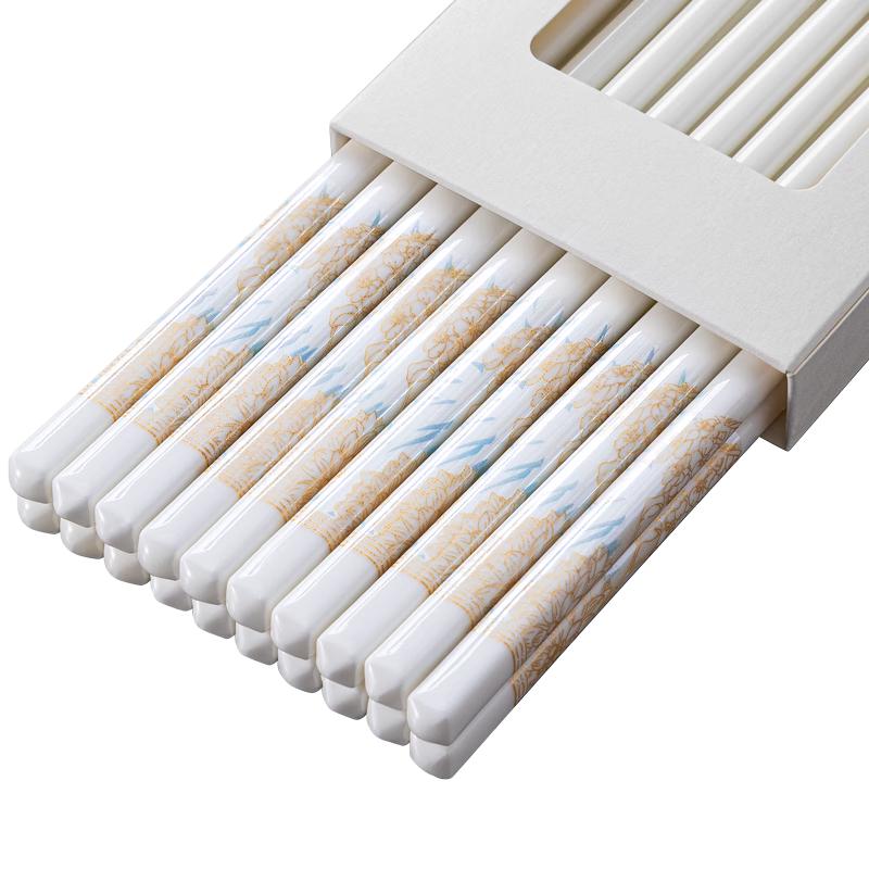 Nordic Style Antibacterial Ceramic Chopsticks - 10 Pairs