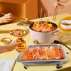 Stainless Steel Dinner Plate Catering Trays with Lids Serving Buffet Charcuterie Food Heating Platter Silver Cover Banquet