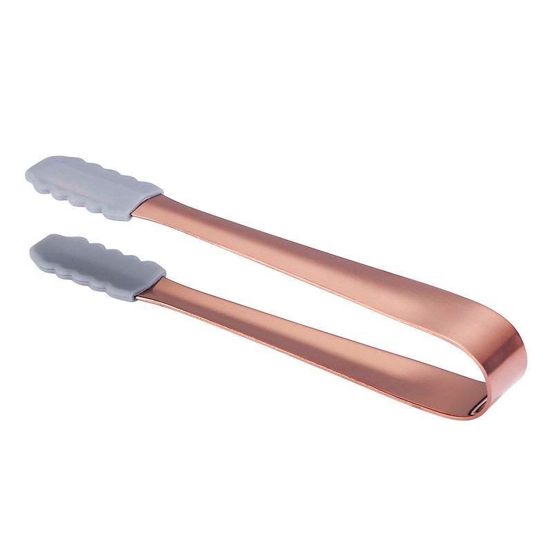 1pcs Stainless Steel Anti-skid Silicone Ice Clip Food Bread Clamp Food Grade Tongs Multipurpose Durable Clamp Sugar Cube Tongs
