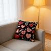 Valentinstag Dekor Kissenbezüge 4er-Pack, Kissenbezüge mit Liebesherz-Aufdruck für Sofa/Bett, Rote Schwarze Kissenbezüge für Heimdekoration