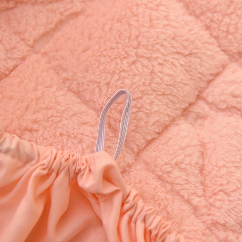 Super Soft Plush Quilted Mattress Cover Thicken Lambswool Quick Warm Mattress Protector Cover Solid Color Anti-Mite Bed Cover