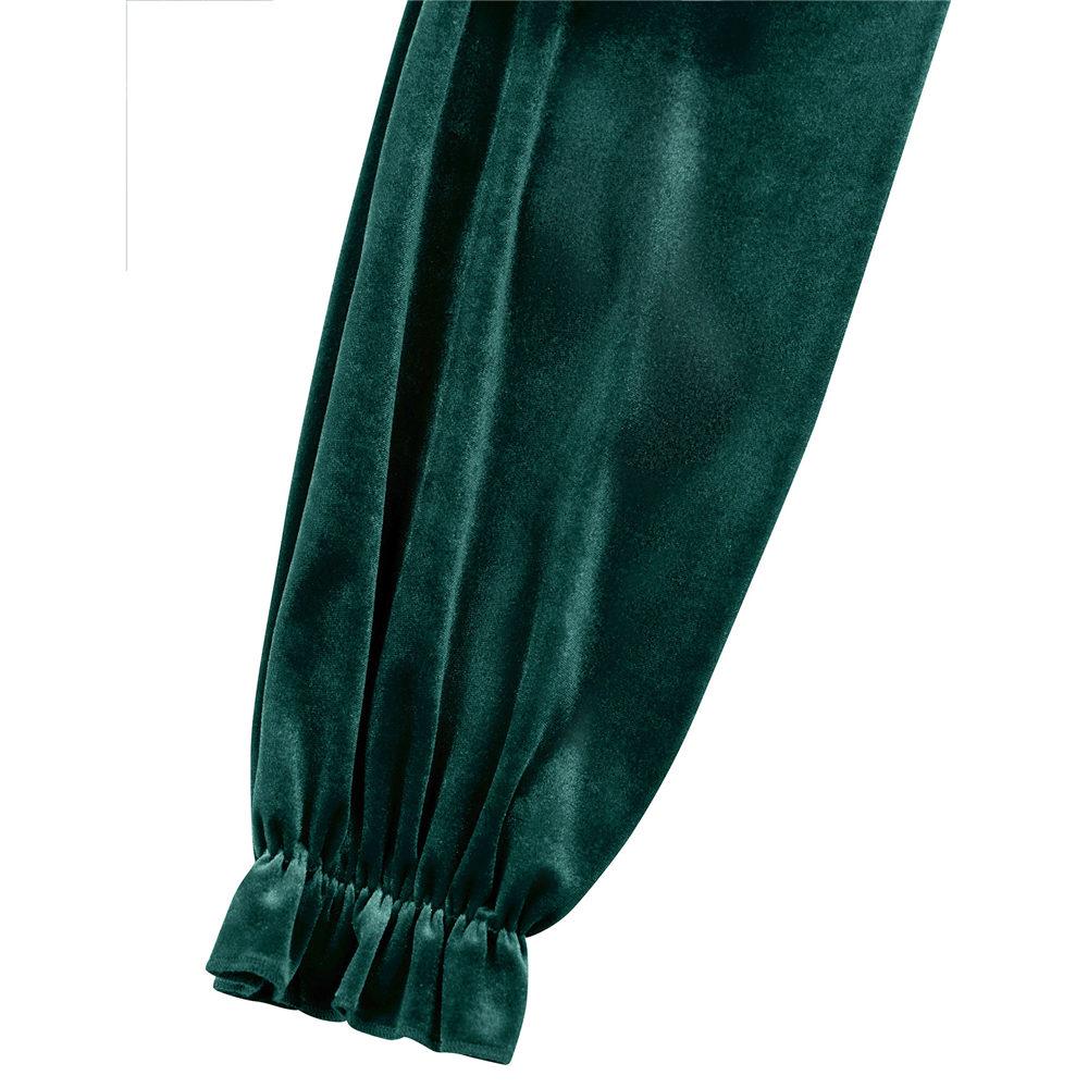 Samtkleid für Damen Winter Casual Hoher Hals Samt Einfarbig Schlanke Taille Kleid Herbst Winter Promi Partykleider