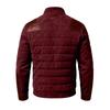 Herren Casual Warme Steppjacke mit Leder-Patchwork, Stehkragen, Reißverschluss