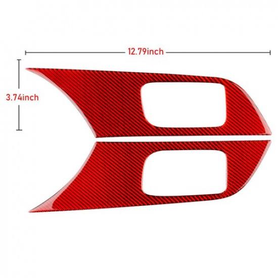 RED Door Handle Panel Cover Carbon Fiber Sticker For Mitsubishi LANCER 2008-2015
