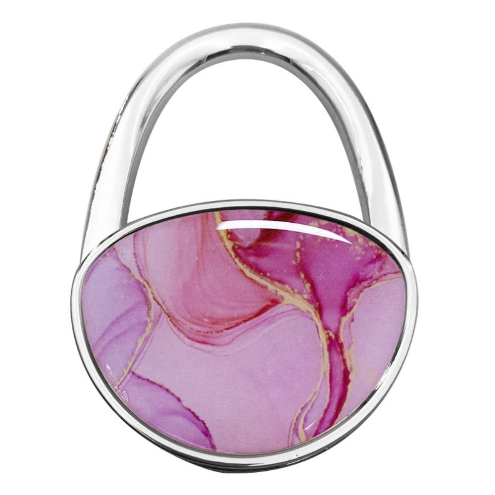 Fashion Marble Texture Handbag Hook Oval Foldable Purse Hanger Holder No Punch Portable Table Edge Hook Under Desk
