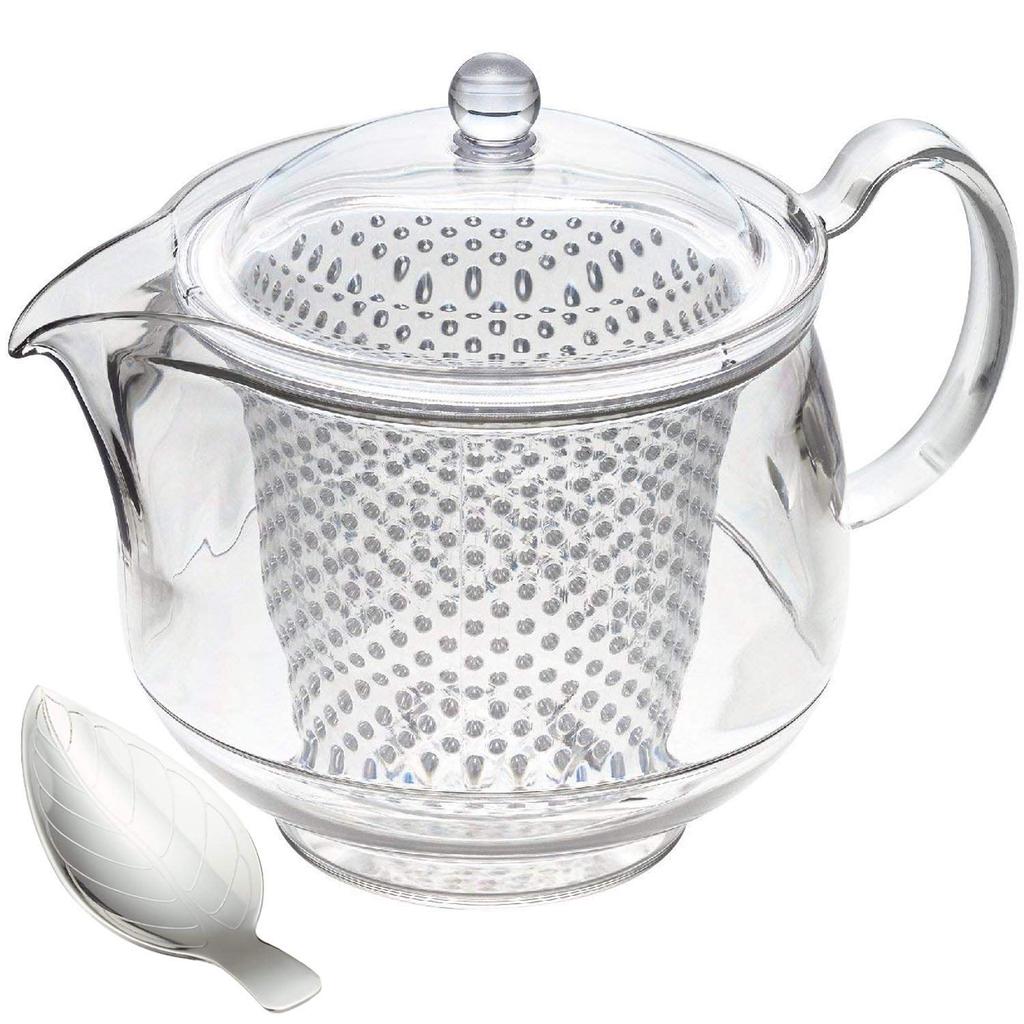 Akebono Sangyo Clear Teapot, 730ml, with Tea Measuring Set, Tritan Resin, Made In Japan, TW-3733