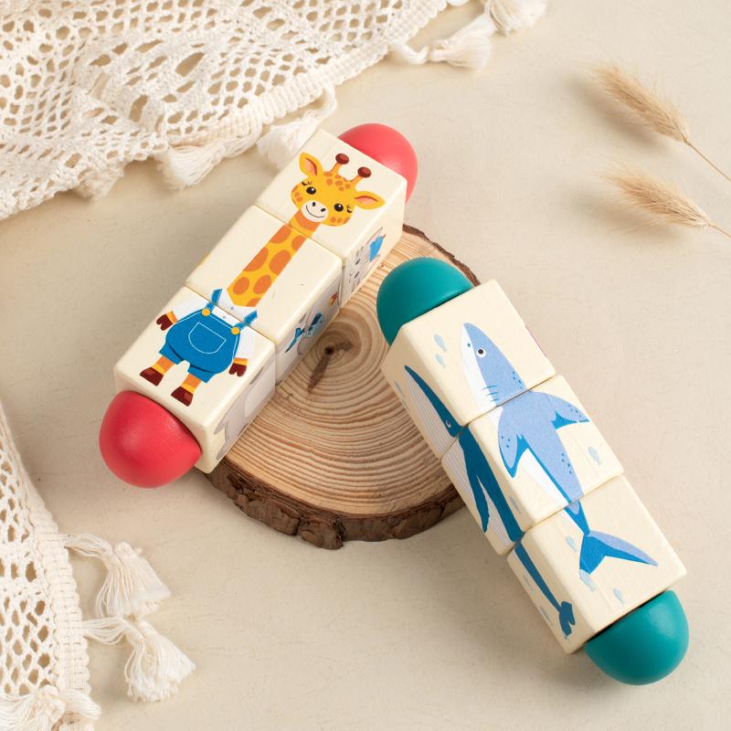 Wooden Forest Animals Marine Animals Rotating Puzzles Fine Motor Training Animal Cognition Matching Puzzle Educational Toys