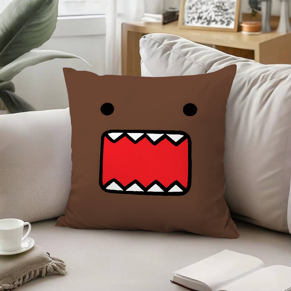 Cute D-Domo Kun-s Throw Pillow Covers Pattern Cushion Cover Suitable For Sofa Bedroom Car Pillow Cover