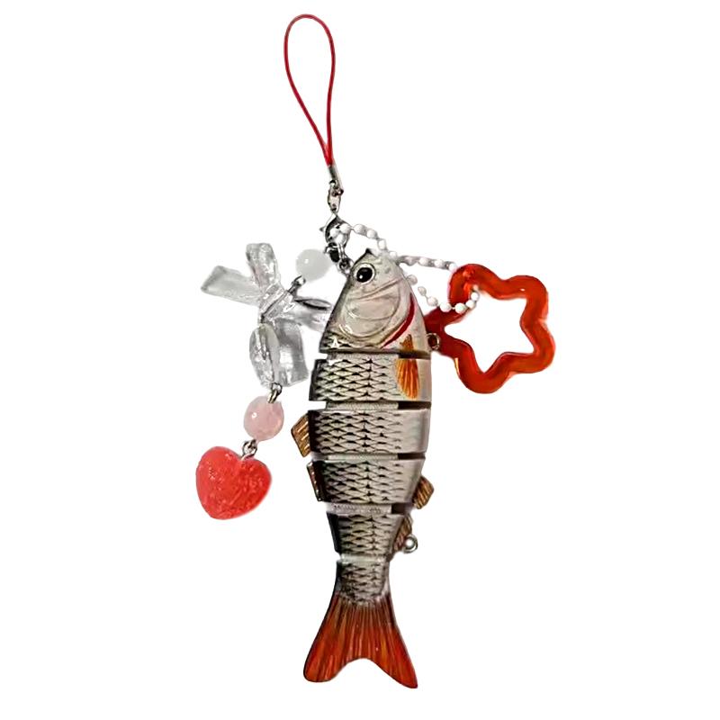 1PC Beaded Pendant Ocean Style Fish Shape Seaside Vacation Keychain Funny Artificial Fishing Lures Novelty Gift Multicolor
