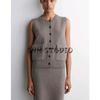 CS Autumn New Women's Clothing American round Neck Sleeveless Sweater Vest Wool Blended Button Vest 1293442