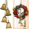 4pcs Vintage Golden Bell Set Rustic Farmhouse Christmas Decorations with Hanging Bells for Tree Wreaths Windows Doors Home Decor
