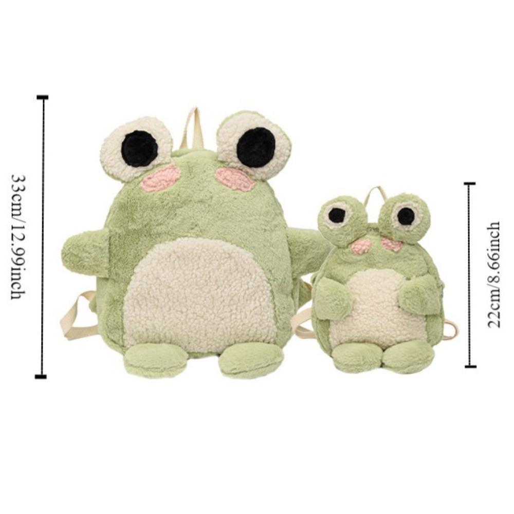 Fashion 3D Cartoon Frog Backpack Plush Animal Frog Shoulder Bag  Birthday Gift