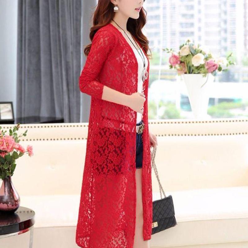 Summer Women Sun Protection Clothing Casual  Long Sleeve Sun Shirts Loose Thin Lace Coat