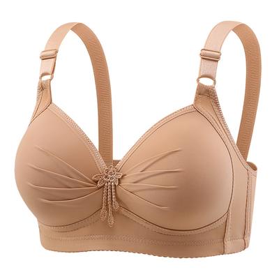 Middle-aged and Elderly Bras, Non-magnetic Adjustment Type, No Steel Ring Underwear, Thin Cup, Full Cup, Large Women's Underwear, Large Breasts