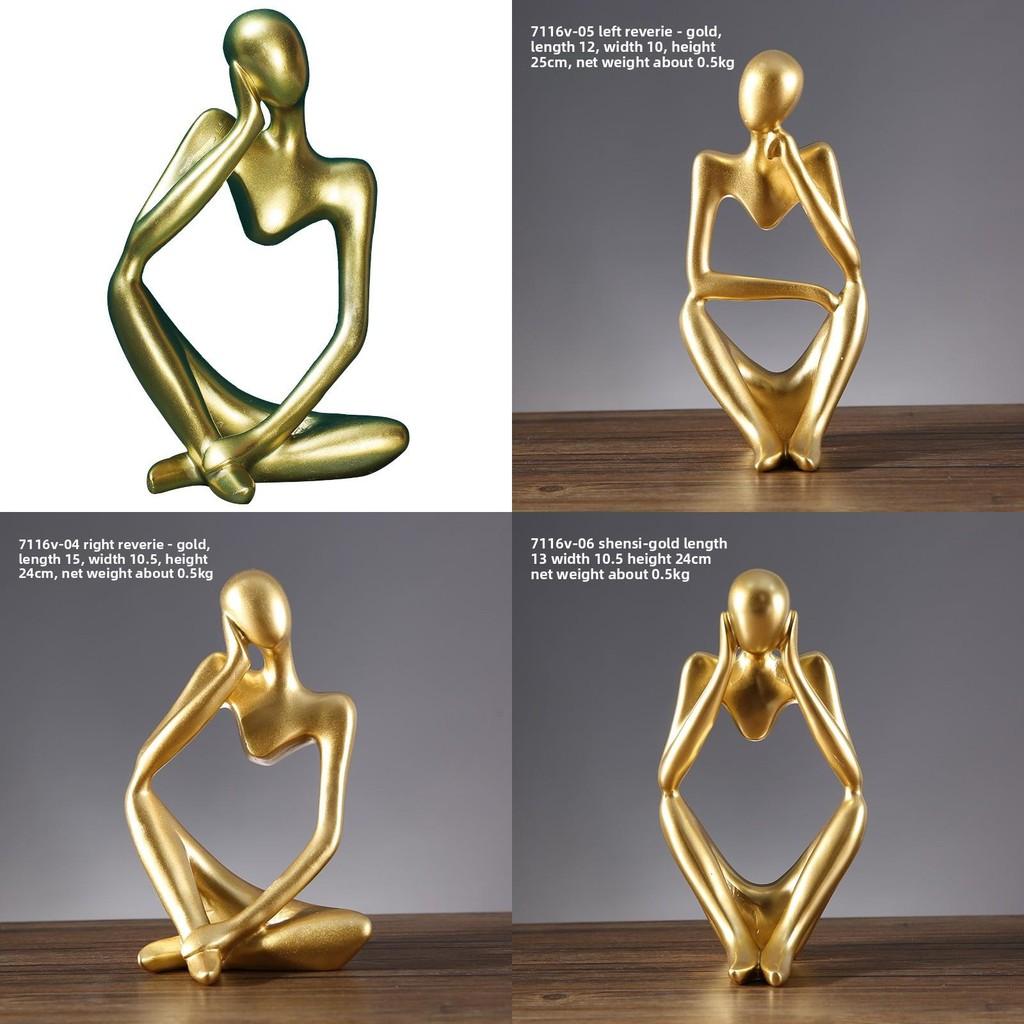 European Style Resin Sculpture For Home Office Desk Decor With Thoughtful Pose
