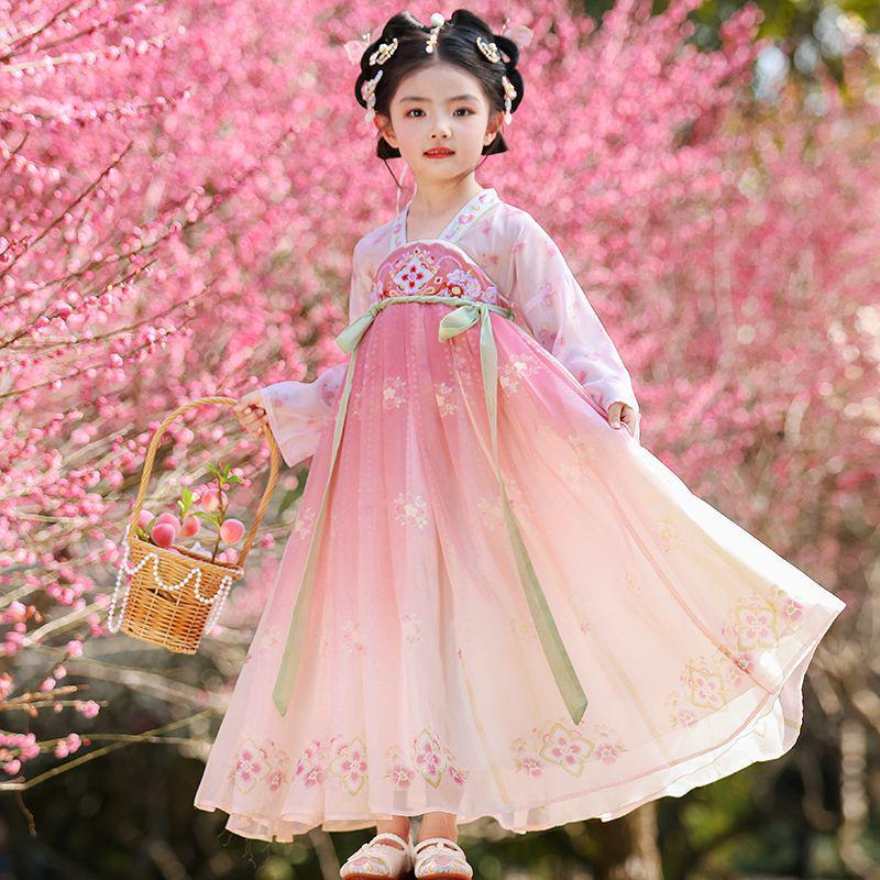 2026 Exquisite Tang Dynasty Style Hanfu: Girls' Super Fairy Princess Jumper Skirt - Perfect for Performances & Daily Wear