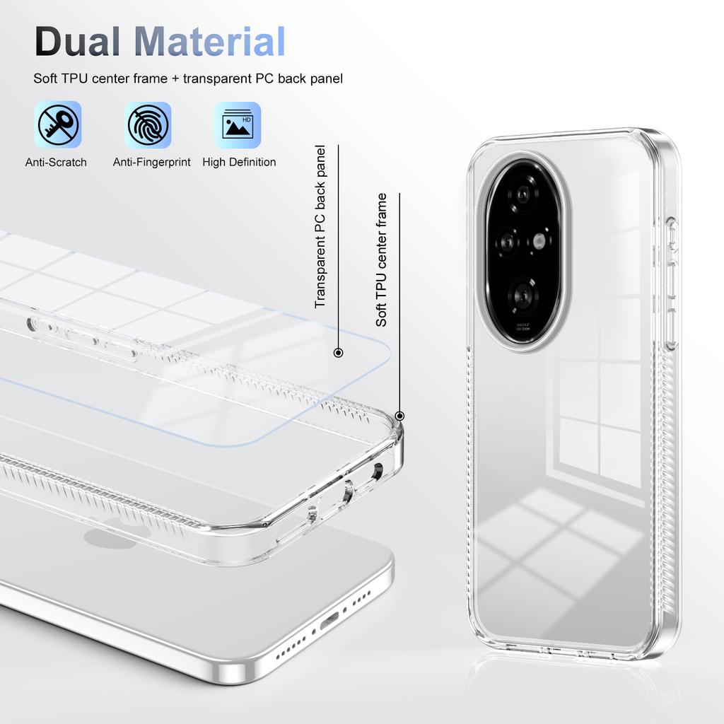For Honor 200 Pro 5G Clear Phone Case TPU+PC Anti-Slip Drop-Proof Back Cover