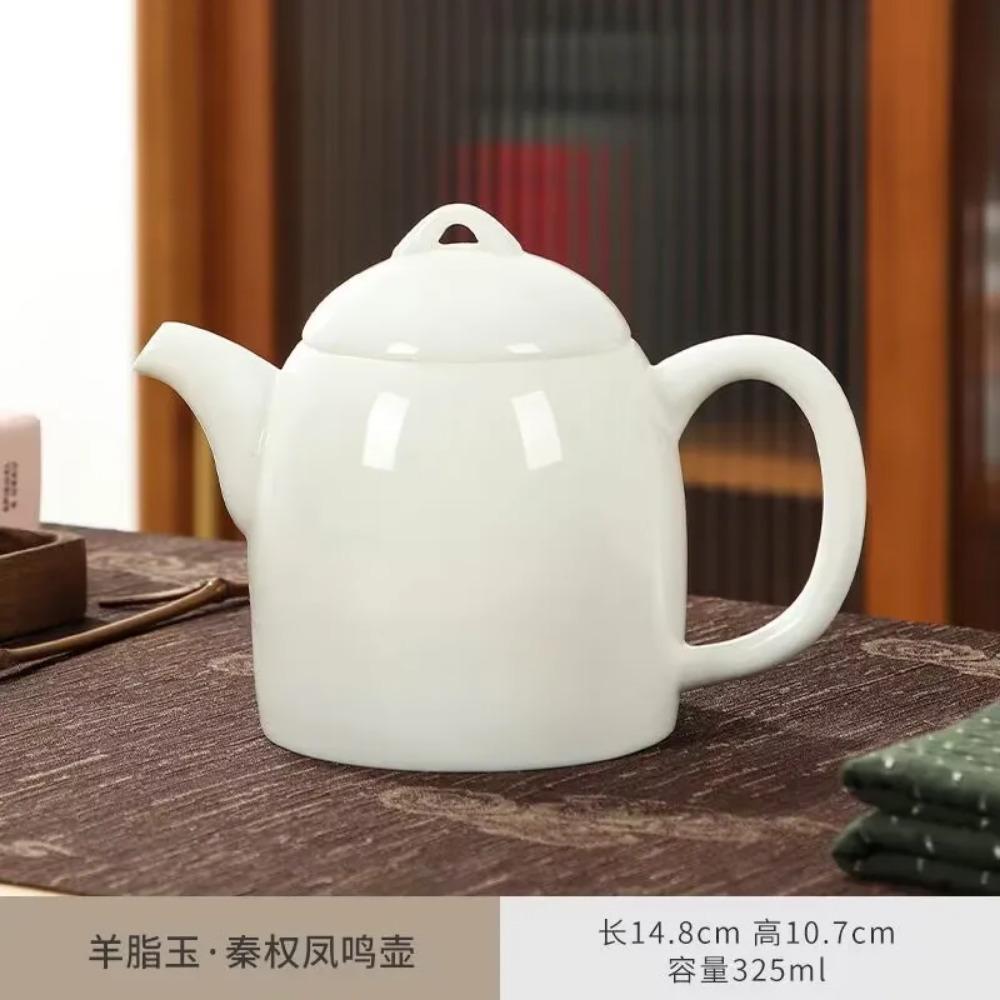 NLSLASI Tetera de Porcelana Blanca Hecha a Mano China Blanco Marfil Tetera Cerámica Vajilla de Té Infusor de Té Filtro para Té Pu'er Oolong Hervidor