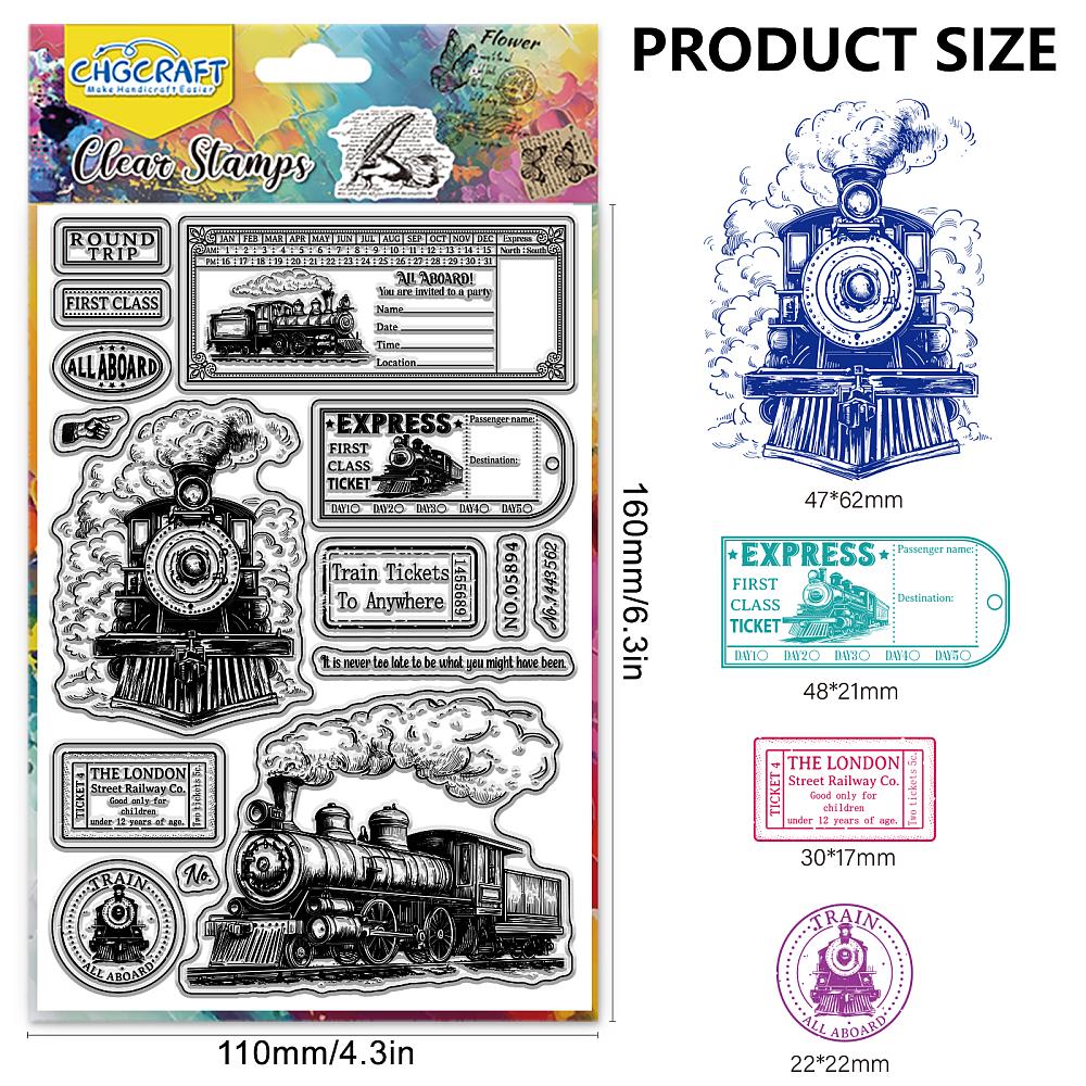 PVC Plastic Clear Stamps for DIY Scrapbooking Photo Album Decorative Cards Making Train 160x110mm
