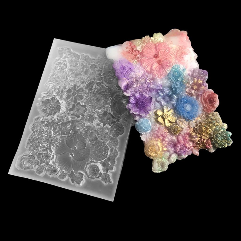 Embossed Flower Cluster Ornaments Mirror Silicone Mold Epoxy Resin Casting Jewelry Tool Making Diy Craft Home Decor