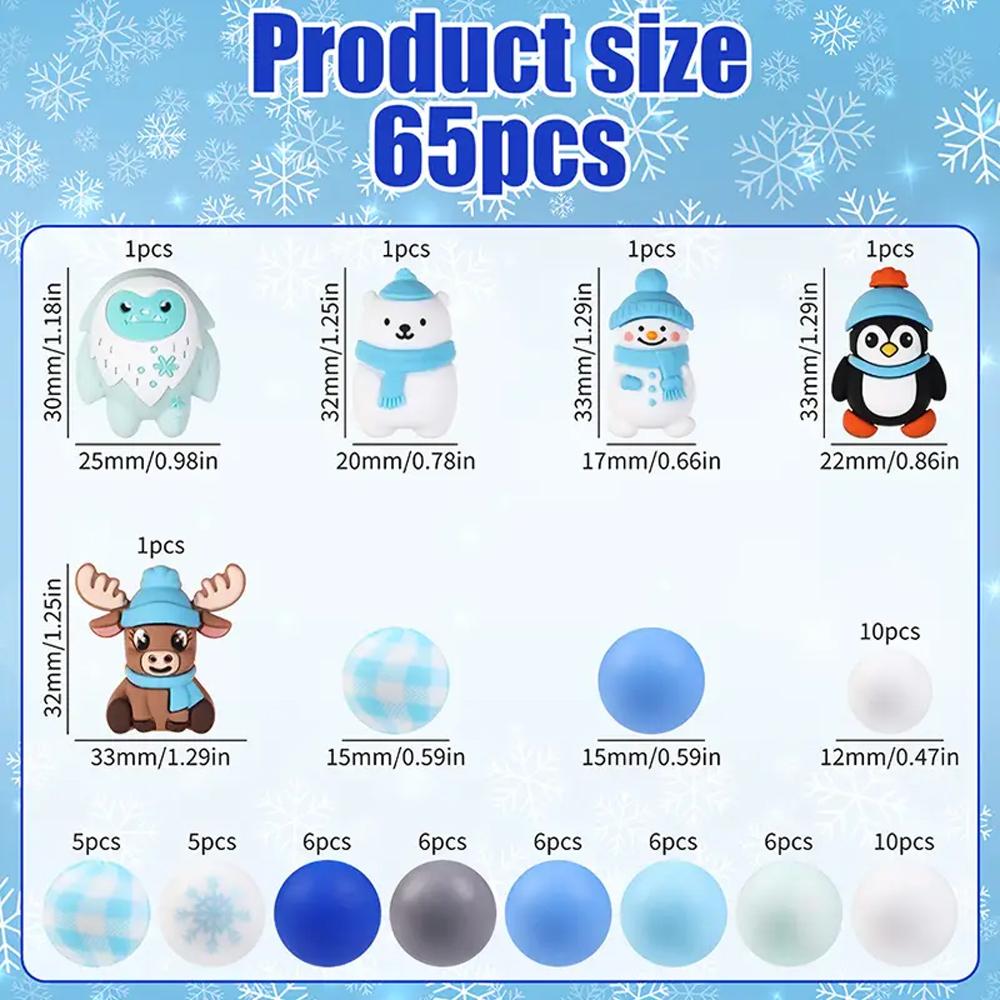 25/40PCS Winter Christmas series silicone bead set, perfect for DIY handmade crafts such as keychains, necklaces, bracelets, etc