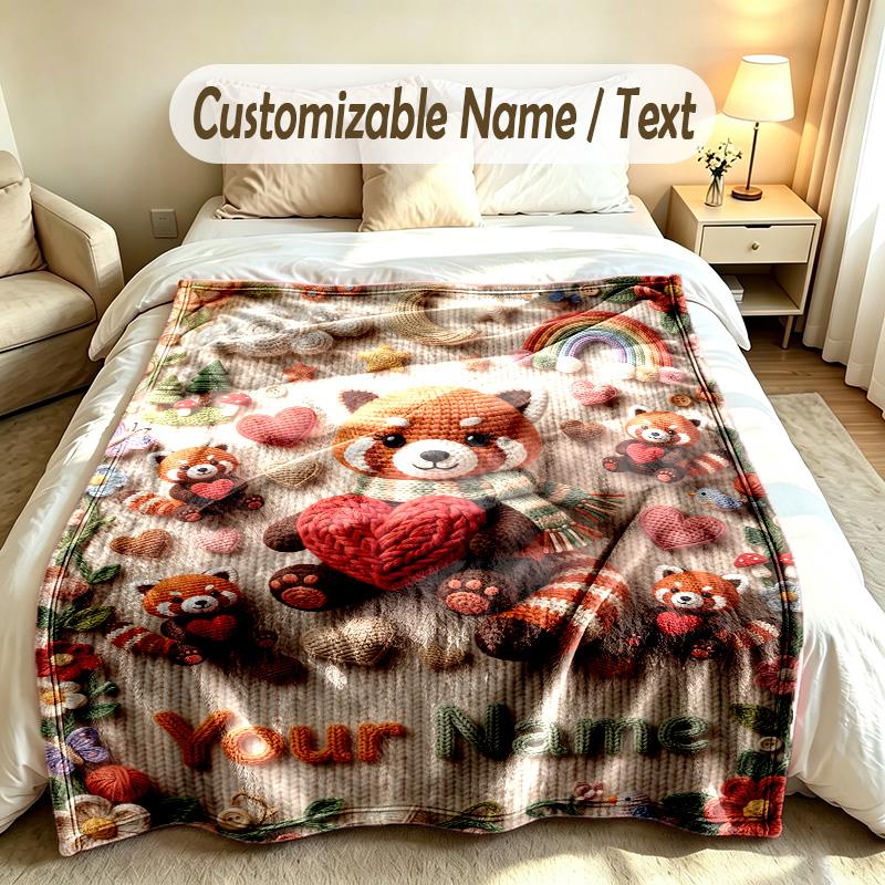 Valentine Love Theme Custom Blanket Personalized Name & Text Customized Soft Warm Throw Blanket Home Decor