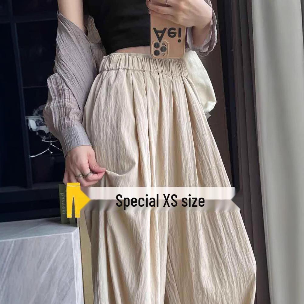 Petite Ice Silk Wide-Leg High Waist Summer Pants for Women
