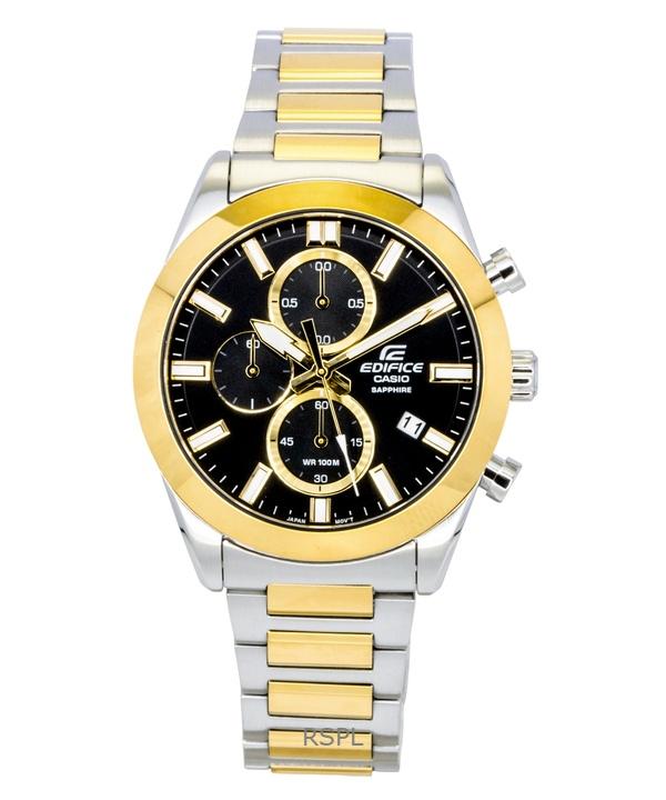 

Casio Edifice Analog Chronograph Two Tone Stainless Steel Black Dial Quartz EFB-710SG-1AV 100M Men s Watch чёрный