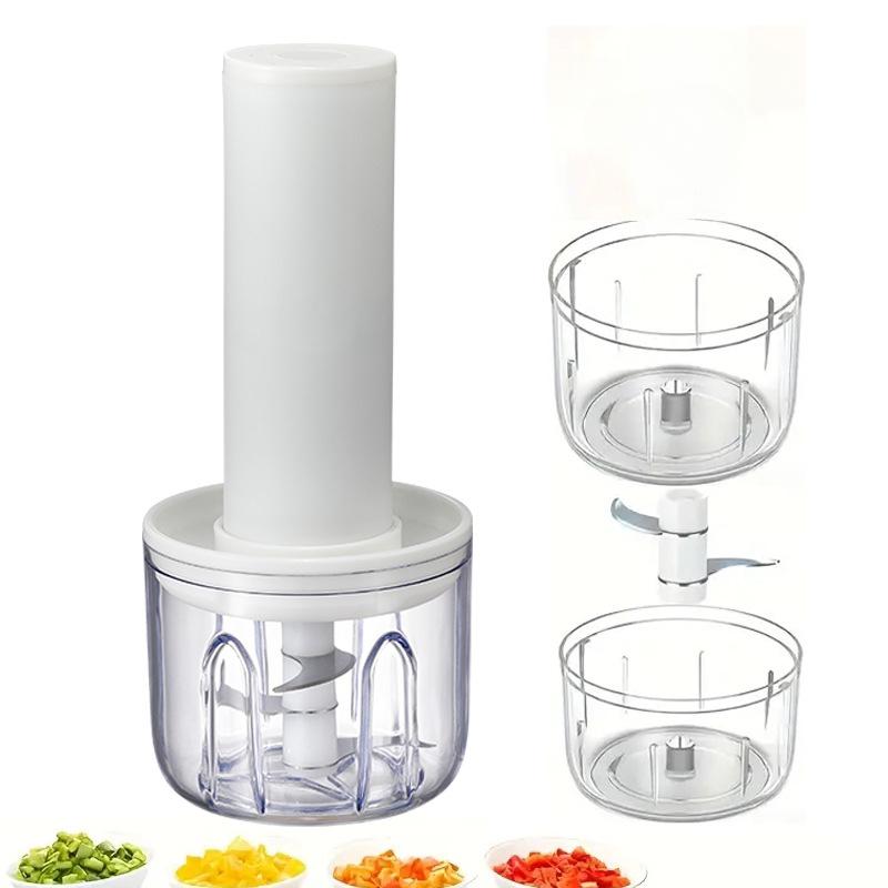 

Electric Garlic Grinder 2 Cup and Blades Household Garlic Press Complementary Food Processor Wireless Mini Garlic Puree Blender білий