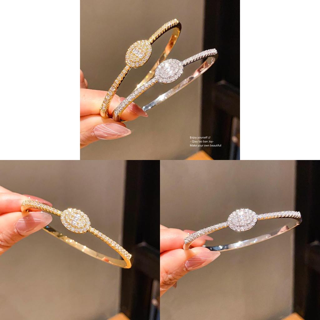 Modeschmuck Ovaler Zirkon Kupferarmband Mit Vergoldung Für Elegantes Tragen