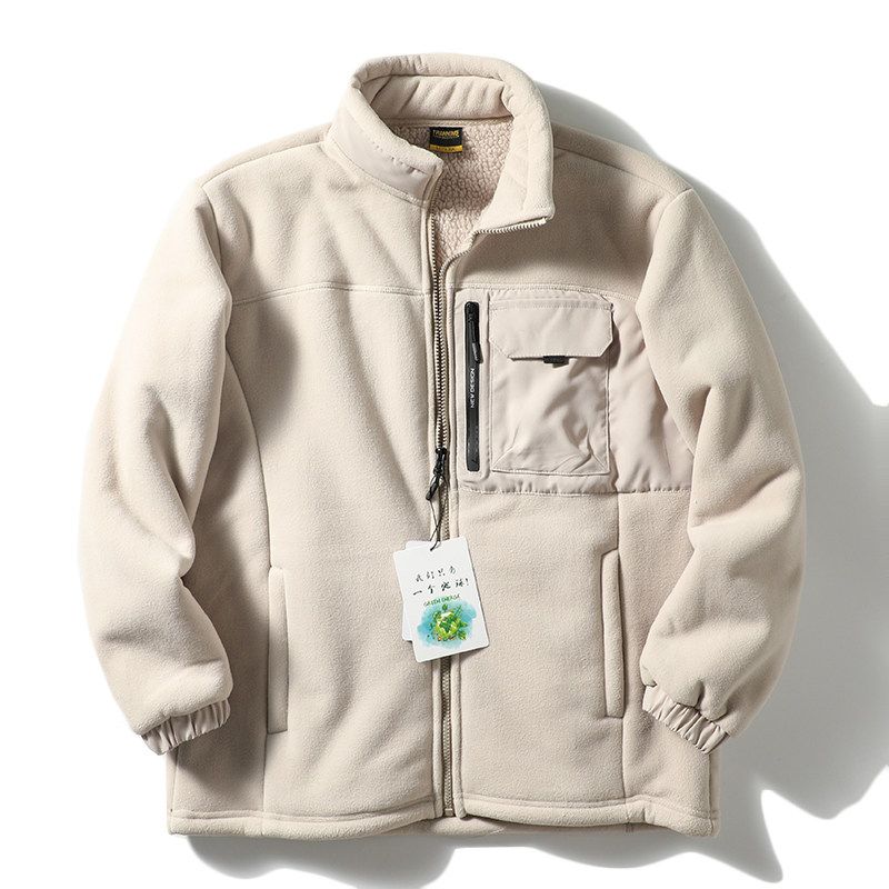 Extra Thick Berber Fleece Coat Men's Winter Thickened Polar Fleece Cardigan Sweatshirt Export Men's Clothing Fleece Sweater Liner Jacket