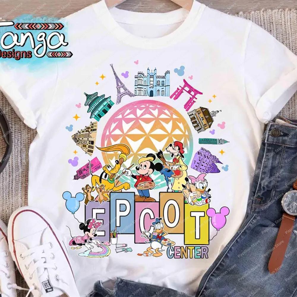 Epcot Center Mickey Friends Artist Shirt Disney Epcot International Festival 2026 Matching Tee Wdw Resort Family Holiday Top New S