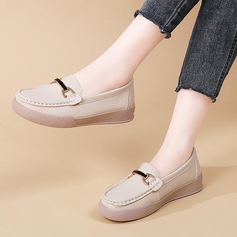 Women Moccasins Leather Shoes Driving Comfort Flats Casual Nurse Soft Minimalist Summer Breathable Shoes for Woman