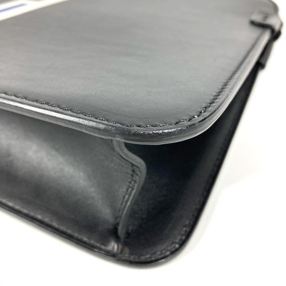 Dunhill D logo with Strap Cluch Bag Clutch bag Leather Black/Blue x White