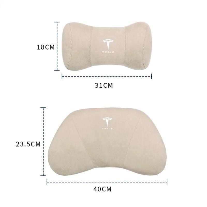 Tesla New Car Suede Headrest Seat Pillow Lumbar Support O Cushion for Tesla Model 3 S X Model Y Cybertruck Roadster SpaceX Car