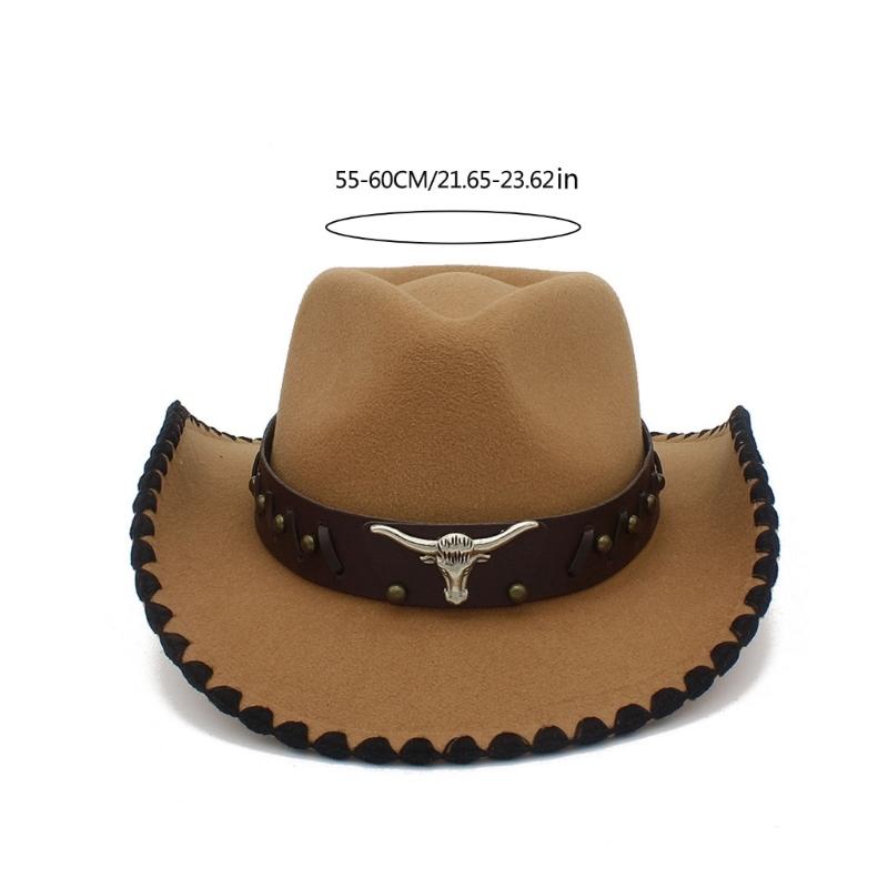 RoleplayCowboy Caps for Adult WideBrim Fedoras Hat with Hat Belt RolePlay Cowboy Hat Carnivals Party Costume Accessories