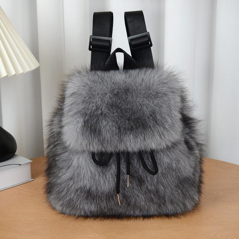 Small Backpack for Women 2026 Autumn and Winter Plush Backpack Women's Premium Imitation Fox Hair Backpack