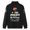 Ducati Corse MotoGP Racing Half-Zip Sweatshirt, Men Women Black Oversized Streetwear Pullover with Full Sponsor Print
