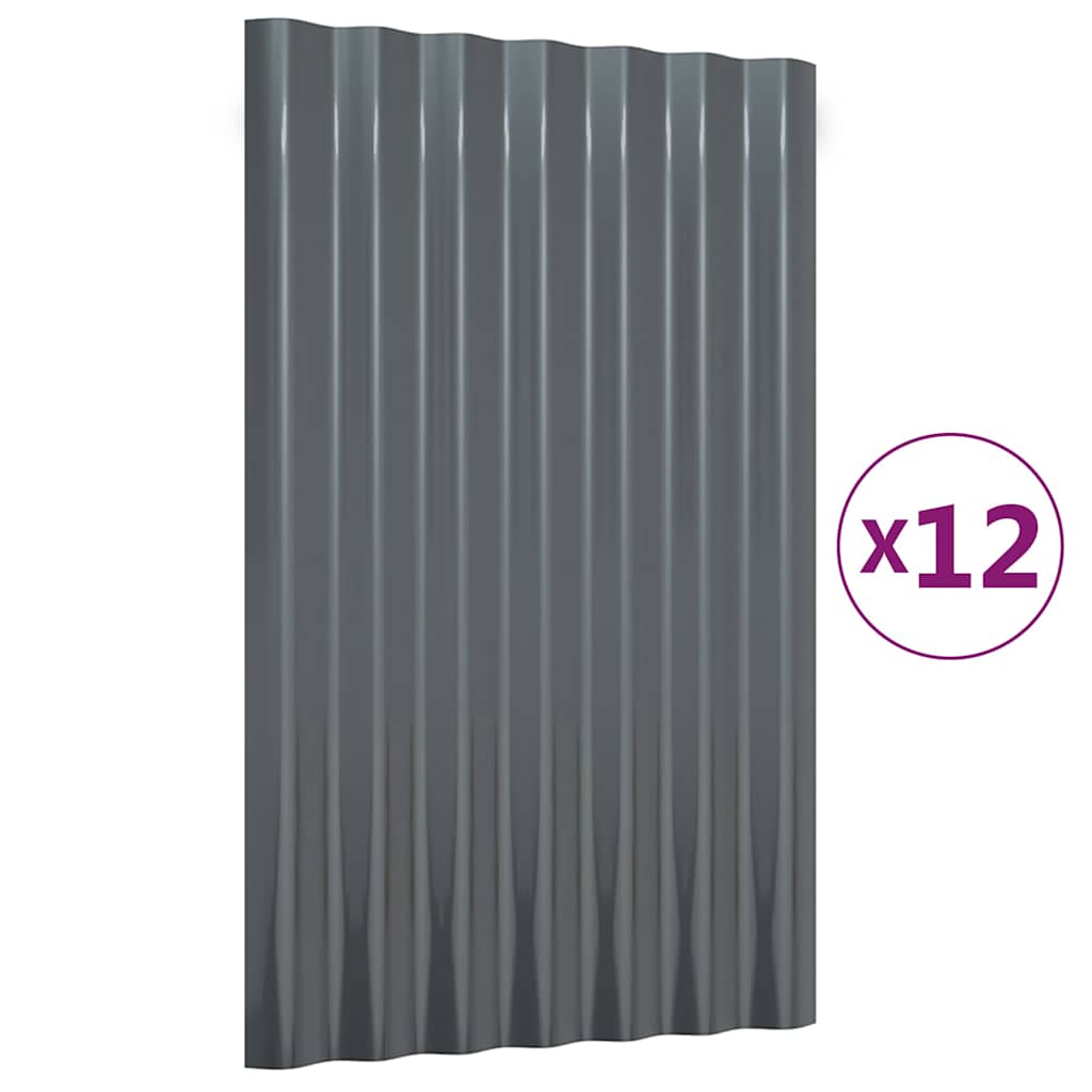 Vidaxl Dachpaneele, 12 Stück, Pulverbeschichteter Stahl, 60x36 cm