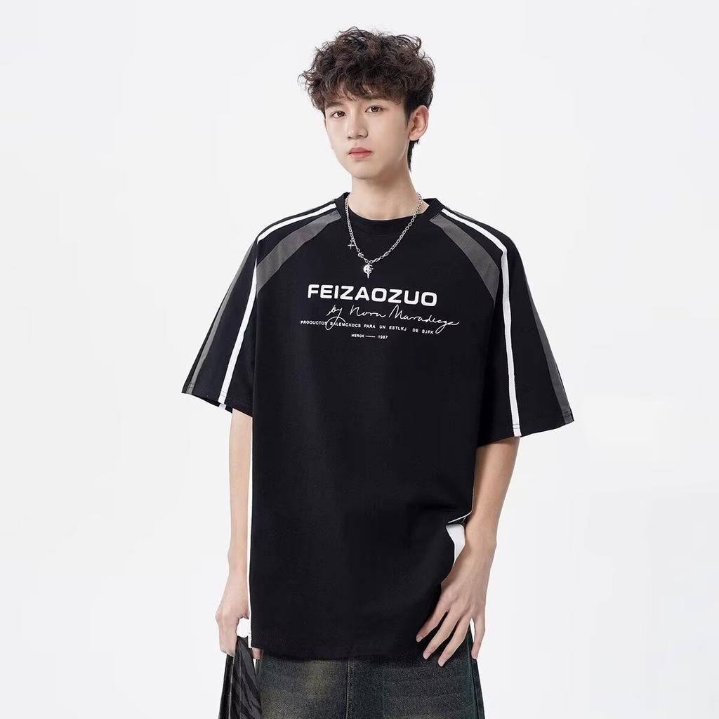 Short Sleeve T T-shirt Men's Fashion Brand Summer Loose Half Sleeve2025New Internet Hot Fashionable Ins Simple Printed Top